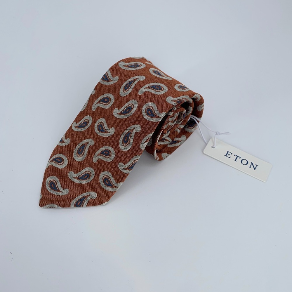 Eton Tie Mens‎ One Size Multi Paisley Silk Classic Luxury Necktie Italy Made NWT